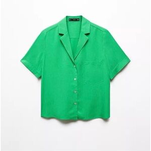 Mango Bright Green Button Down Shirt